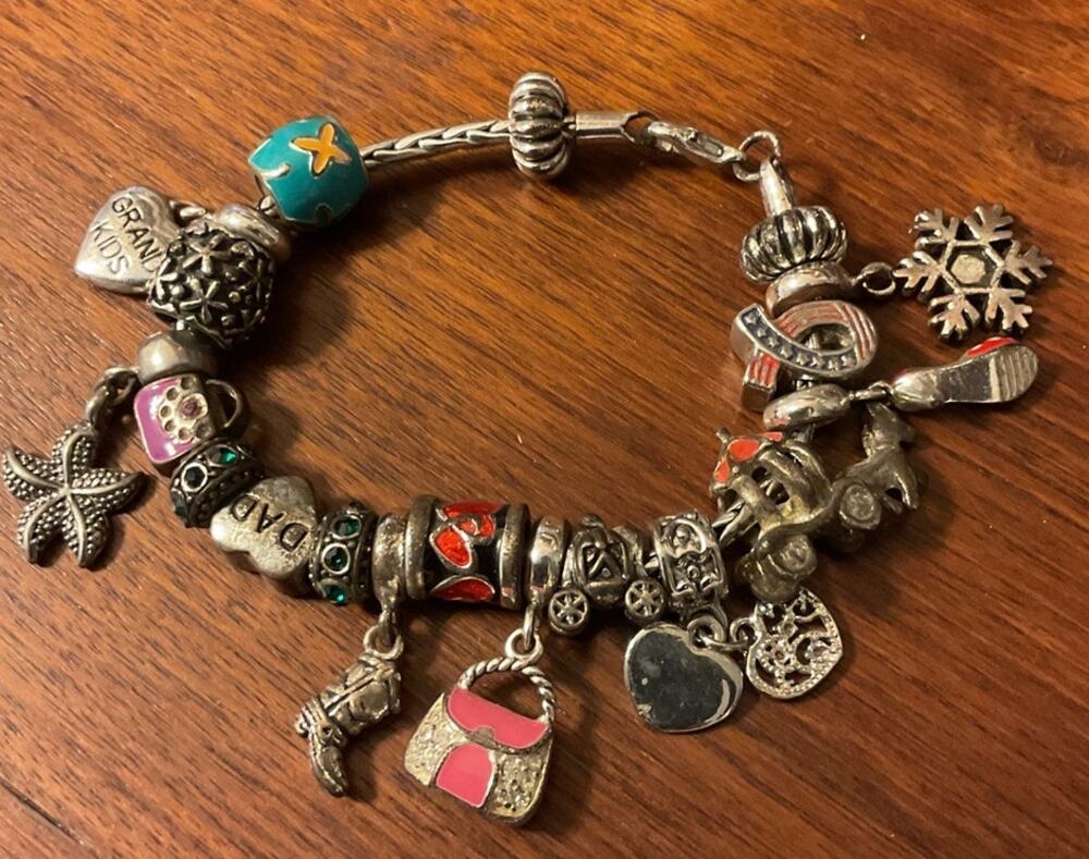Vintage Charms Bracelet .925 Silver and Enamel